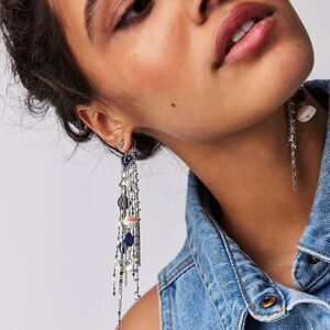 FREE PEOPLE Cruise Dangle Earrings In Blue & SIlver NWT